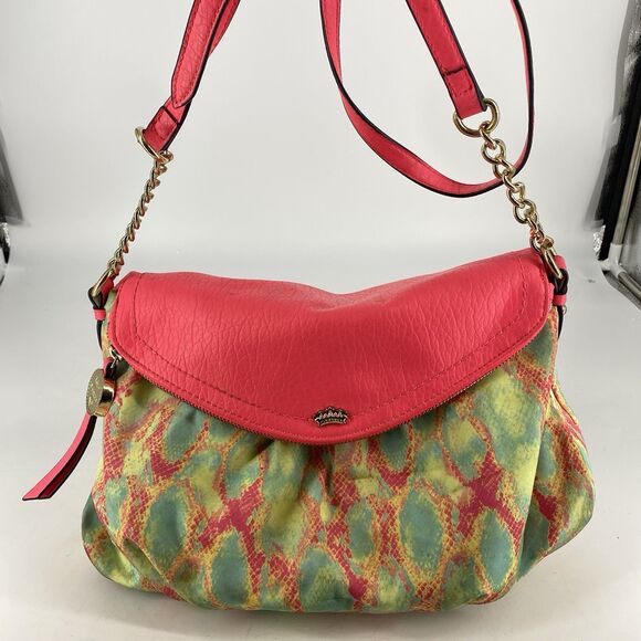 Juicy Couture Neon Preppy Pink Large Tunnel Flap Envelope Cross Body Purse Y2K - Picture 1 of 10